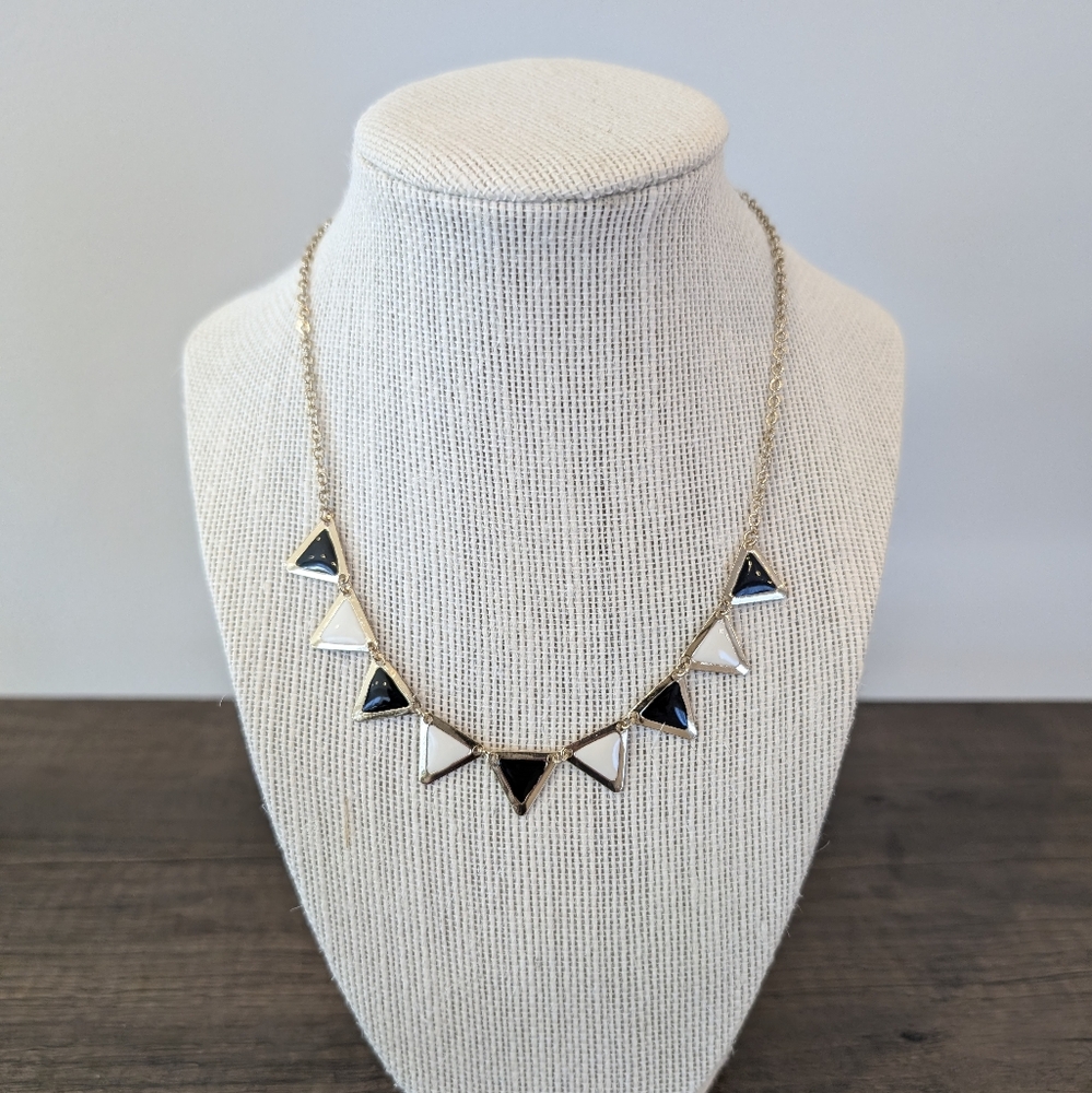 Black, Cream and Gold Triangle Adjustable Necklace